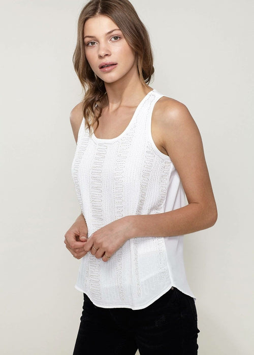 Embellished Accent Sleeveless Top In Ivory