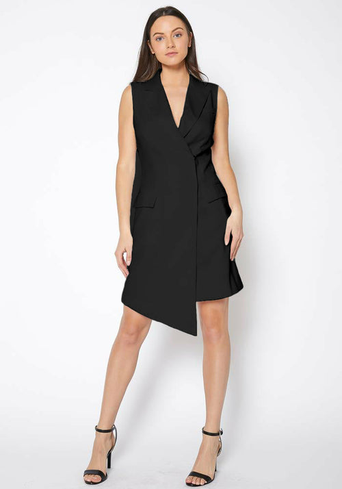 Women's Asymmetrical Sleeveless Blazer Dress