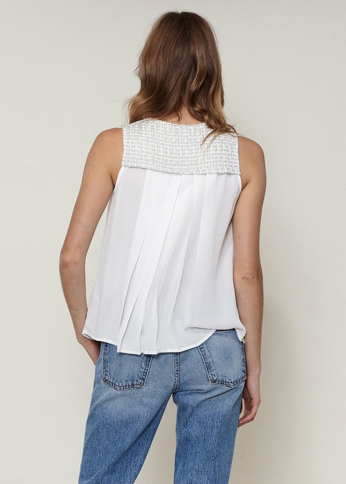 Women's Sleeveless Tweed Blouse In Ivory