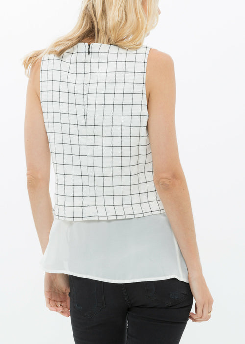 Women's Sleeveless Top In Square Jacquard