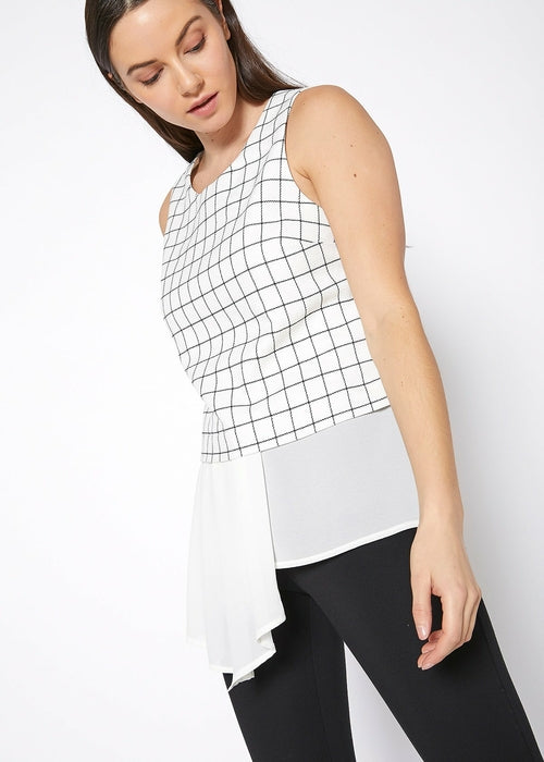 Women's Sleeveless Top In Square Jacquard