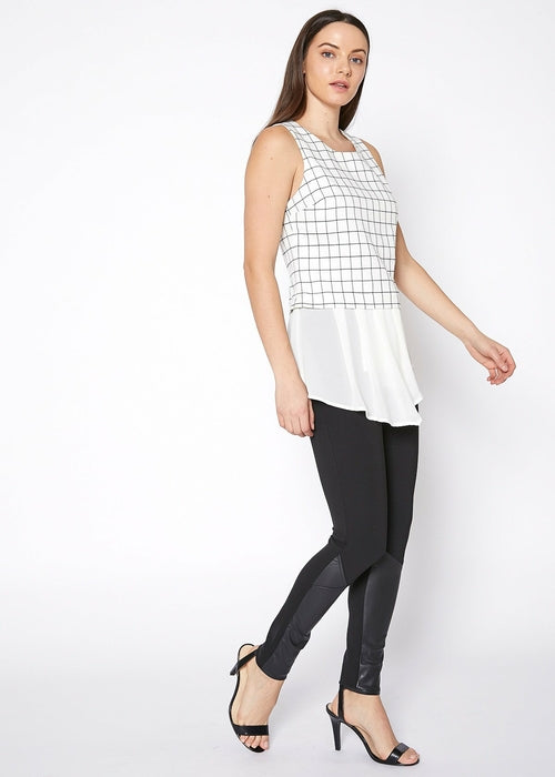 Women's Sleeveless Top In Square Jacquard