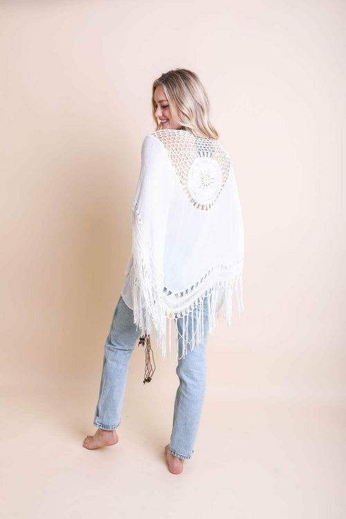 Crochet Medallion Tassel Kimono