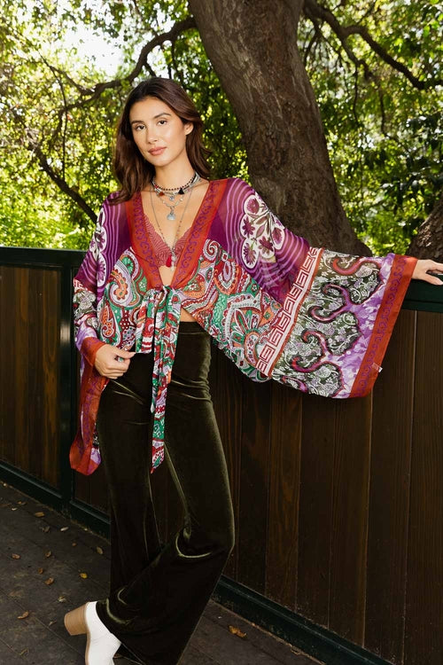 Free Spirit Boho Tie Front Wrap w/ Armholes