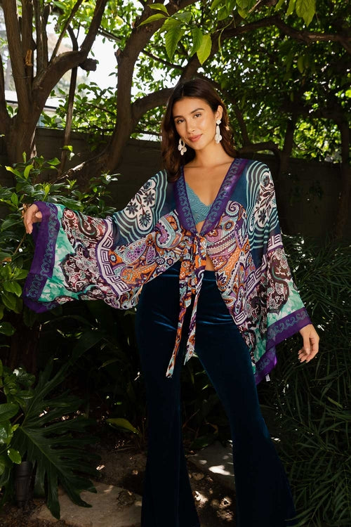 Free Spirit Boho Tie Front Wrap w/ Armholes