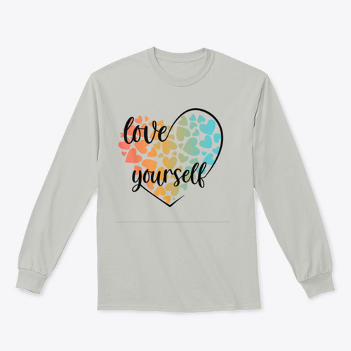 Love Yourself Hearts And Lettering Vector Design for Sweatshirt