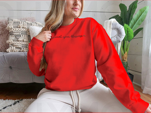 Hand Sketched Count Your Blessings Design for Sweatshirt