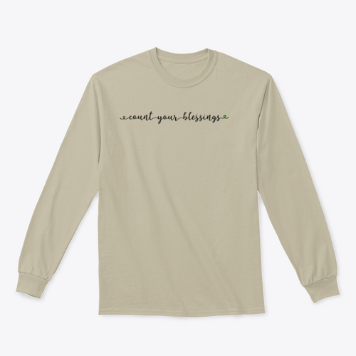 Hand Sketched Count Your Blessings Design for Sweatshirt